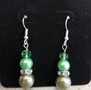 Lime and olive green pearl earrings.
